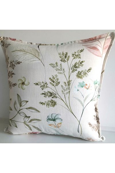 Fabric by Gülçin ΛΙΝΑΡΙ ΒΑΜΒΑΚΙ ΥΦΑΣΜΑ ΜΠΕΖ-ΧΡΩΜΑ ΜΕ ΣΧΕΔΙΟ ΛΟΥΛΟΥΔΙΩΝ ΚΑΛΥΜΜΑ ΚΑΛΥΜΜΑΤΟΣ