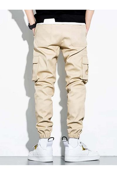 WKM Мъжки габардин Slim Fit карго панталон с джобове