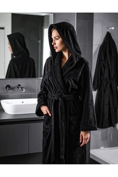 embays collection Μπουρνούζι με κουκούλα Unisex - 100% βαμβάκι, σχέδιο σάουνας μπάνιου, γυναικεία/ανδρικά