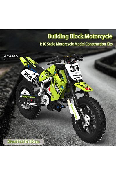 riceblock Technical Motorcycle Construction Kits, 1:10 Scale Model, Compatible With Lego Bricks, Buildin