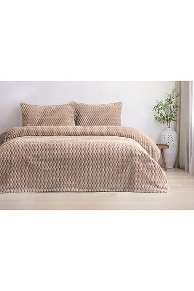 Merinos 3 Piece Double Blanket Set, 220X240 Mink with Box