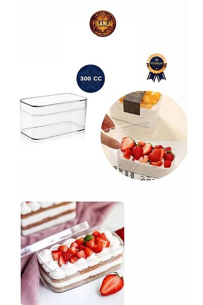 figanlar ambalaj 1St Quality 10Pcs 300Cc Crystal Plastic Rectangular Prism Dessert Bowl (with Lid)