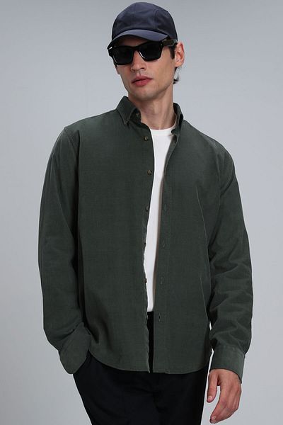 Lufian Watt Men's Basic Shirt Comfort Fit Green