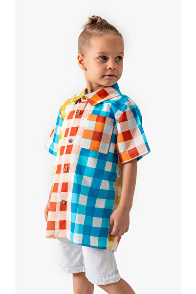 Moi Noi Yazlık Desenli Dokuma Çocuk Gömlek