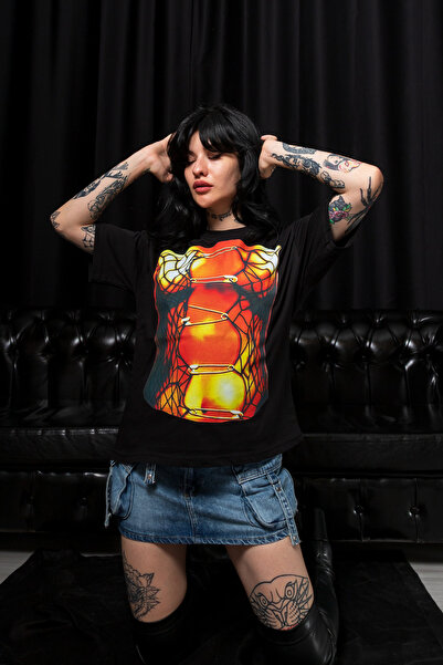 CİNEMA MODA Tricou negru pentru femei cu imprimeu Knot Boobs