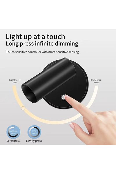 Choice Black Led Light Magnetic Usb Rechargeable Wall Light Spotlight Wireless No Punch Reading Light
