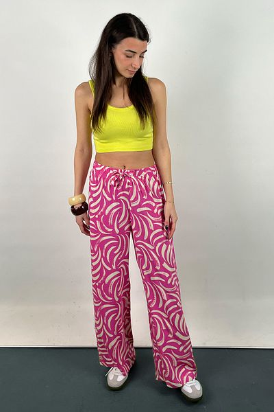 Love The Wind Patterned Viscose Draped Palazzo Trousers