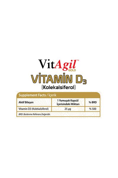 Allergo Vitagil Gold Vitamin D3 1000 Pieces 100 Capsules