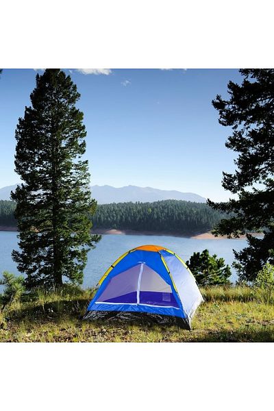 FOXMAG24 Cort camping 200×200×125 cm, 3–4 persoane, impermeabil, plasă țânțari, polistiren, multicolor