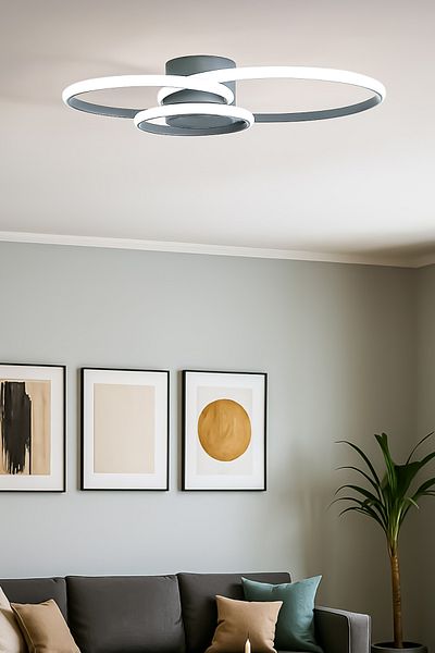 Fer Avize Ivan Modern Design Anthracite Color Living Room Kitchen Hall White Led 3-Piece Chandelier