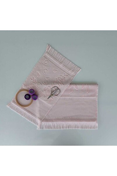 sarra 2'Lİ SARRA ETAMİN SAÇAKLI HAVLU SETİ (30x50-50x90 cm) - SOMON