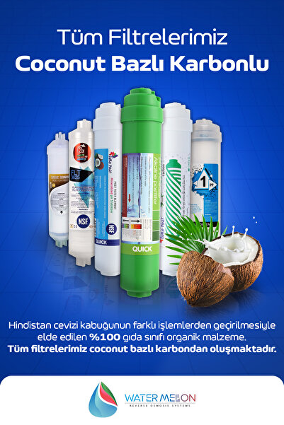 WaterMelon Açık Kasa Su Arıtma Cihazı Uyumlu 10'' Inch 1 Mikron Sediment Spun Filtre ( 5 Adet )