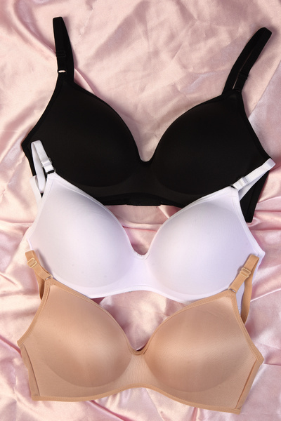 AURRARİ Dolgusuz Lotus Toparlayıcı Balensiz Sütyen Siyah Beyaz Ten