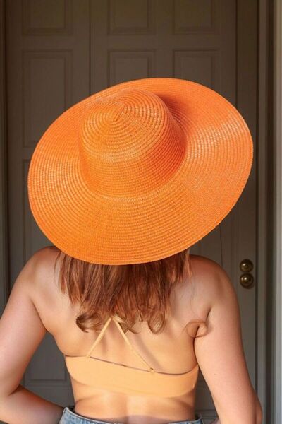 Luminos Butik Помаранчева в'язана шапка з широкими краями, модна та функціональна, захищає від сонця Hsr2005