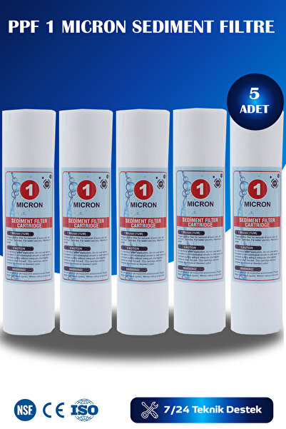 WaterMelon Açık Kasa Su Arıtma Cihazı Uyumlu 10'' Inch 1 Mikron Sediment Spun Filtre ( 5 Adet )