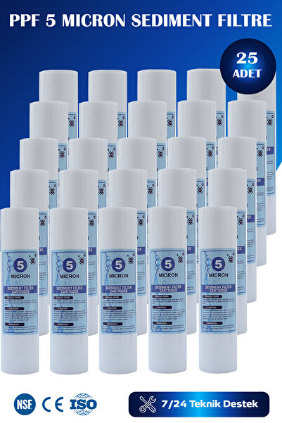 WaterMelon Açık Kasa Su Arıtma Cihazı Uyumlu 10'' Inch 5 Mikron Sediment Spun Filtre (25 ADET)
