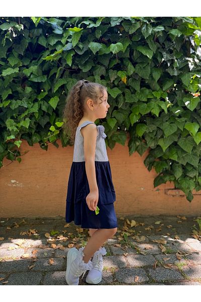 Minizade Baby Girl Kid Zero Sleeve Collar Ruffled Special Occasion Birthday Party Wedding Holiday Dress