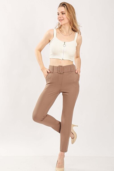 Fovere Mink High Waist Wide Belt Trousers