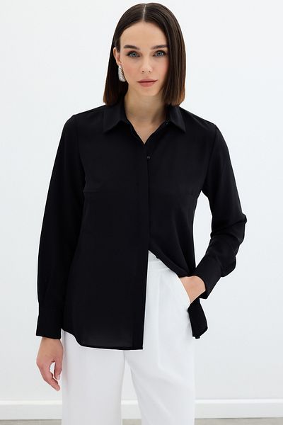 Sateen Cămașă clasică simplă - neagră