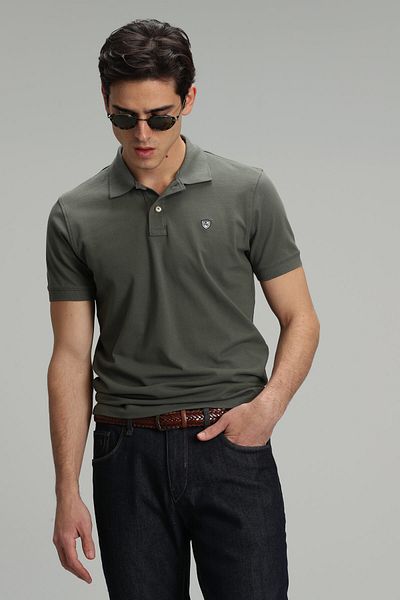 Lufian Ανδρικό αθλητικό μπλουζάκι Polo Olive Green Laon