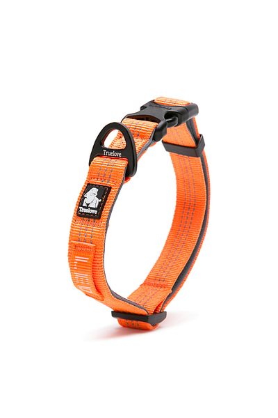 True Love Duraflex Buckle Orange Nylon Woven Neck Collar-Medium