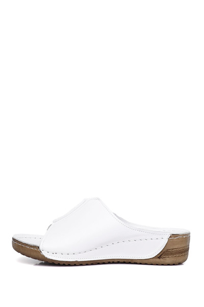 GÖNDERİ(R) Γυναικείες/Κορίτσια Λευκές Παντόφλες από Γνήσιο Δέρμα