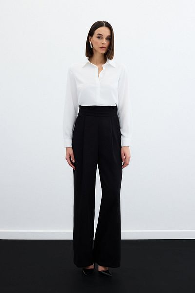 Sateen Waist Detailed Pocket Trousers - Black