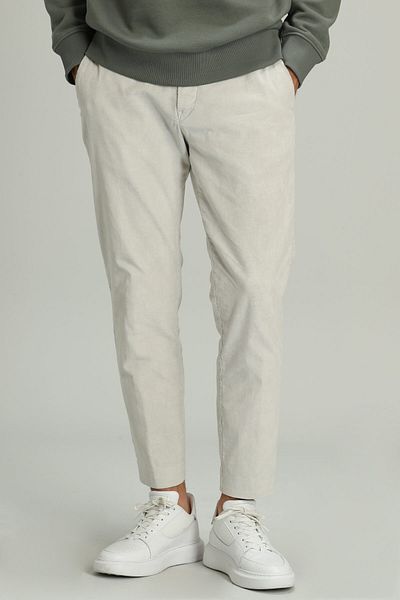 Lufian Sarp Smart Men's Chino Trousers Slim Fit Stone
