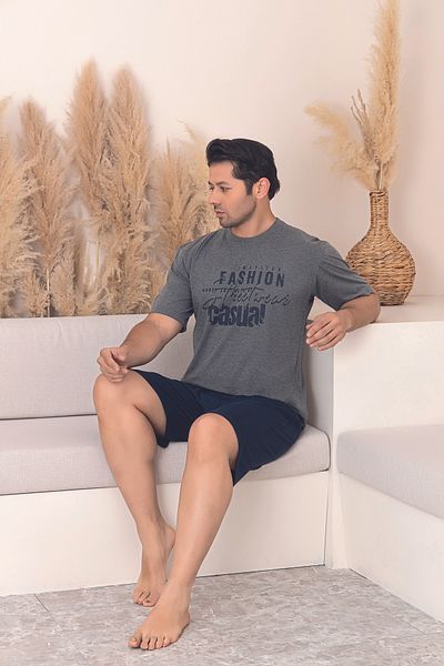 Sude HOMEWEAR Men's Patterned Short Sleeve Shorts Pajama Set
