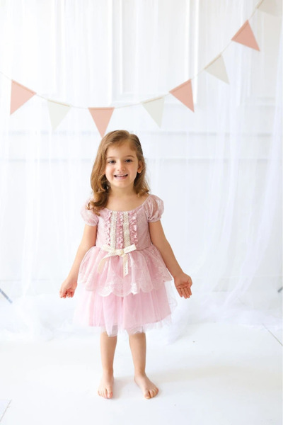 aysskids Manolya Kız Çocuk Elbisesi Özel Gün Düğün Doğum Günü