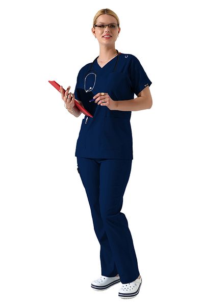 BEDUCA بدلة موحدة من Indigo Lycra Dr Greys برقبة على شكل حرف V وأكمام الخفاش، ملابس نسائية كبيرة الحجم