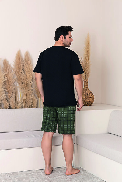 Sude HOMEWEAR ERKEK DESENLİ KISA KOL ŞORTLU PİJAMA TAKIMI