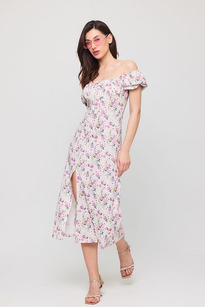 MOODMODA Φόρεμα Sunny Dress με λεπτομέρεια Μπεζ