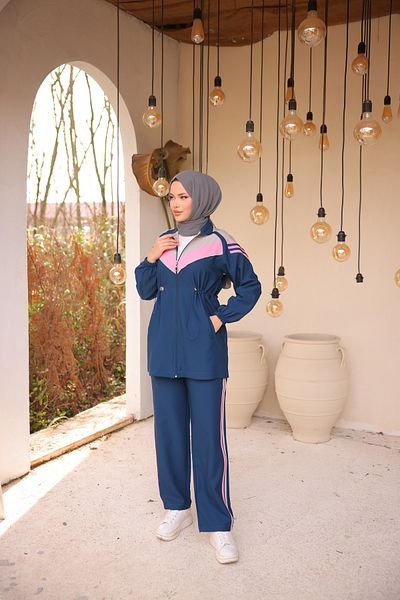 Ryzi Moda Γυναικείο Σετ Φόρμα Hijab Σετ με φερμουάρ διπλό