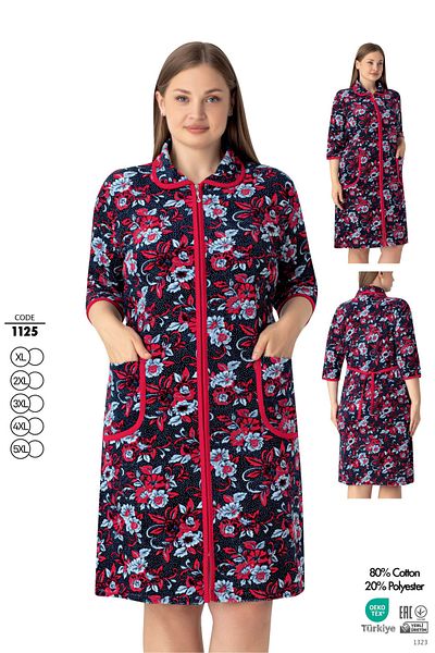 ROMEO LİFE Women's Plus Size Cotton Blend Velvet Zipper Dress 1125