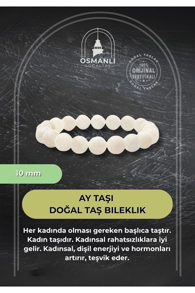 OSMANLI DOĞAL TAŞ Moon Stone 10mm Natural Stone Bracelet