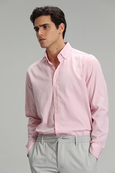 Lufian Daniel Ανδρικό - Smart Casual Pink Slim Fit πουκάμισο