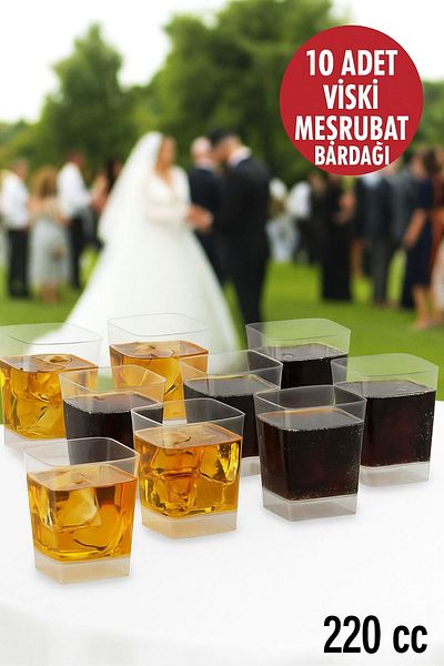 Open Home Concept Set of 10 Whiskey, Soft Drink Square Plastic Cup – 220 Cc