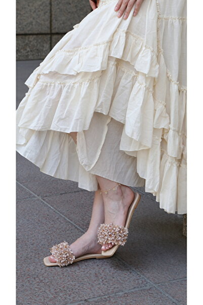 Letafia Lemar Nude İnci Detaylı Terlik