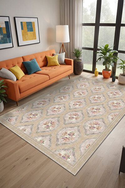 AIDA HOME Evanse Floral Desenli Pamuk Tabanlı Yıkanabilen Kaydırmaz Antibakte...