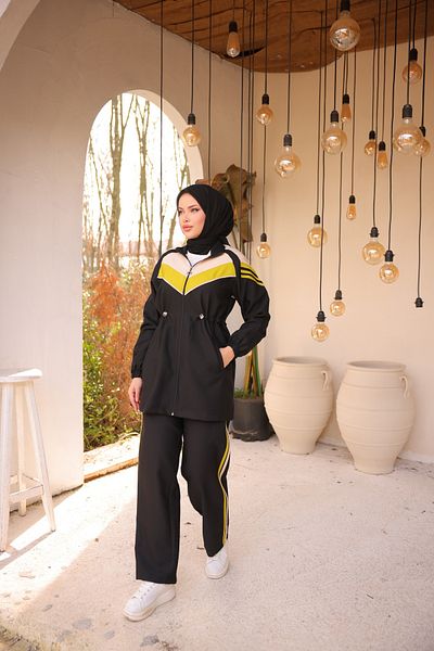 Ryzi Moda Γυναικείο Σετ Φόρμα Hijab Σετ με φερμουάρ διπλό