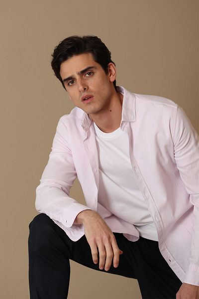 Lufian Ανδρικό έξυπνο πουκάμισο Lora Comfort Slim Fit Pink