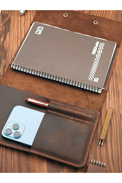 MY Leather غطاء دفتر ملاحظات مصنوع يدويًا من الجلد الطبيعي مقاس A5 بلون أسمر