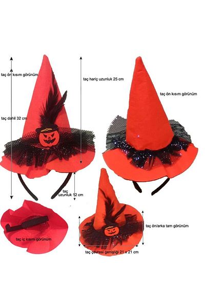 partidolu Halloween Tulle Feathered Pumpkin Hat Luxury Witch Crown Mega 1 τεμάχιο πορτοκαλί χρώμα