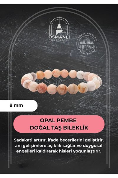 OSMANLI DOĞAL TAŞ سوار من الحجر الطبيعي باللون الوردي العقيق 8 ملم