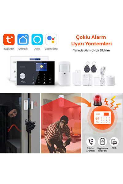 YECO Sas-10 Akıllı Alarm Güvenlik Sistemi - Wifi & 4g Gsm Bağlantısı, Hareket Sensörü Ve Mobil Uyuml