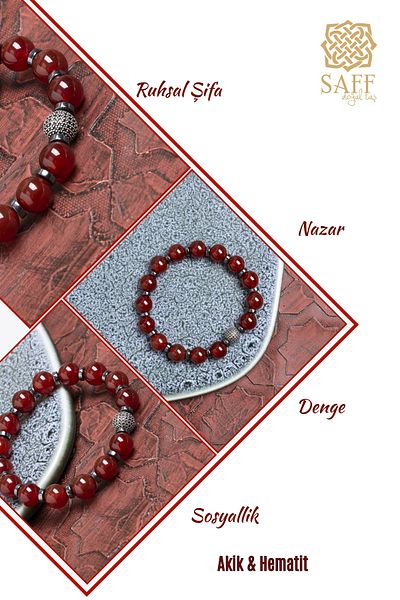 Saff Doğal Taş Certified Agate and Hematite Bracelet – Silver Accessory Detail