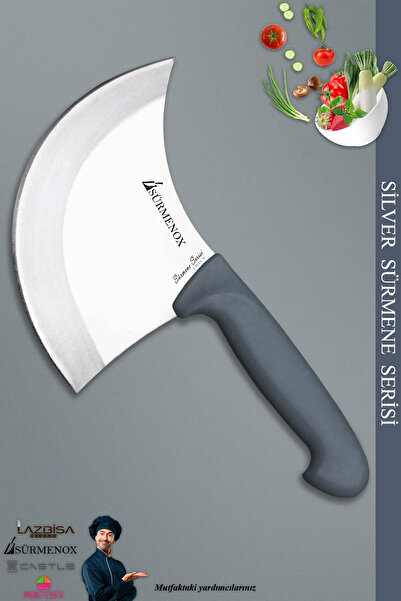 SÜRMENOX Sürmene Silver Serisi Gri Sap Mutfak Bıçak Hilal Börek Bıçağı Pizza Pide Bıçağı ( Srm-02 )