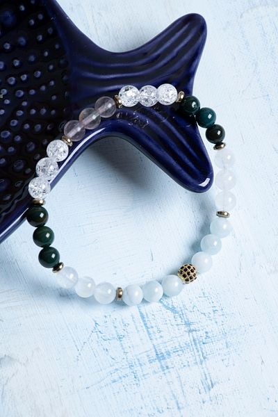 Deniz Doğal Taş Certified Pisces Natural Stone Bracelet – Aquamarine, Fluorite and More