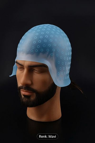 Nano Absolute Blue Professional Silicone Highlighting Cap and Hook - Perforated Hair Coloring Highlighting Cap